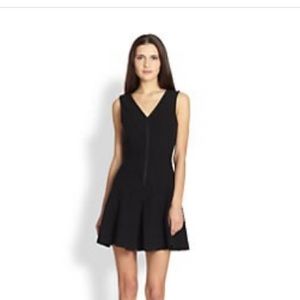 Theory fit and flare ribbed pleated zip up dress